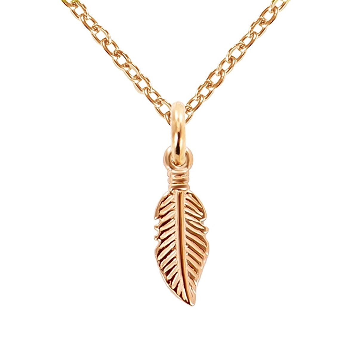 Collier Brillaxis plume acier rose