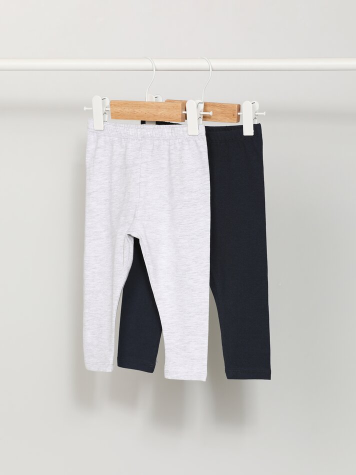 Conjunto com 2 Leggings Compridas Básicas - Azul Marinho