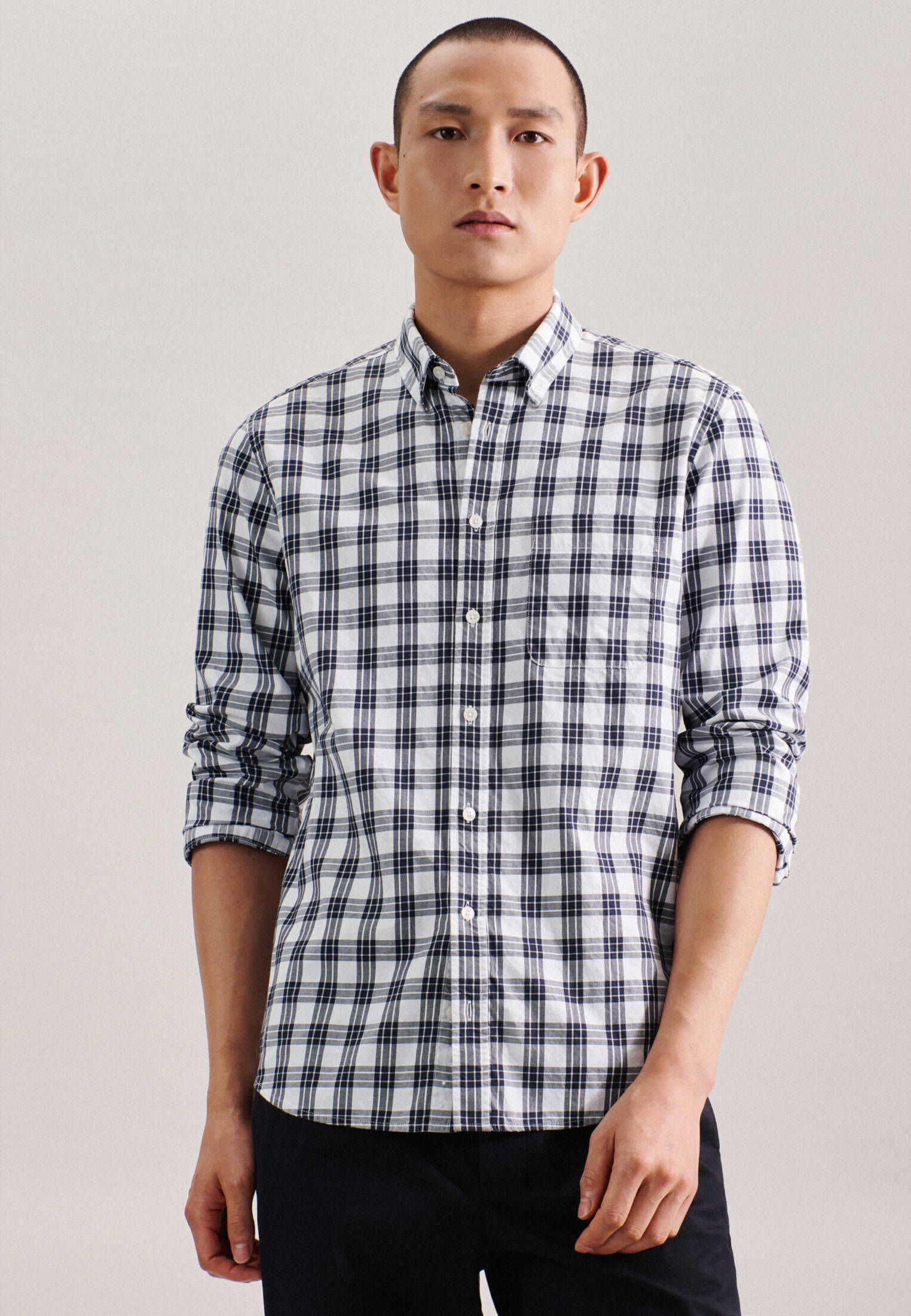 Seidensticker| Herren Casual Hemd Schwarze Rose