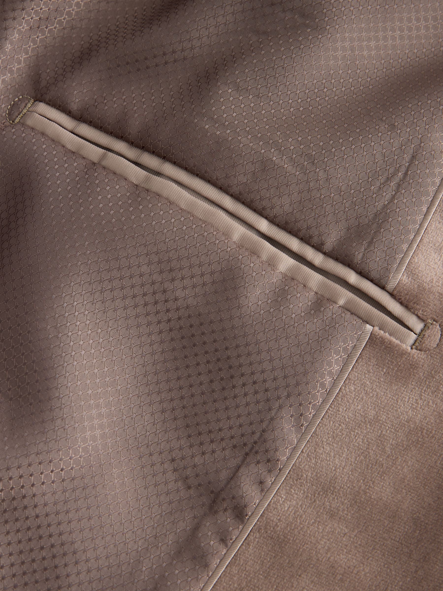 Taupe - Slim Fit - Velvet blazer met zelfrevers