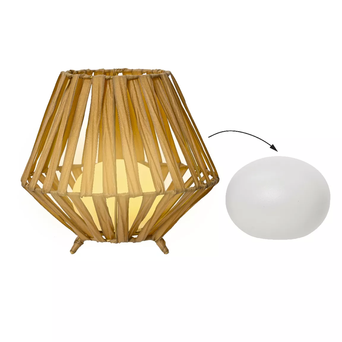 Lanterne de table solaire LED (H22,5 cm) Augusta Marron clair
