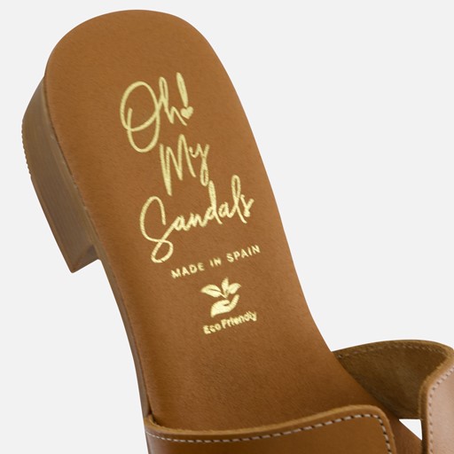 Oh My Sandals Slippers cognac Leer