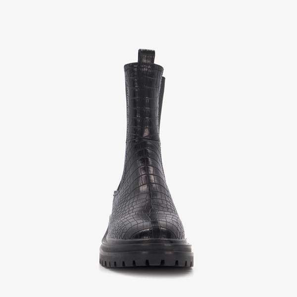 Blue Box dames chelsea boots zwart croco print