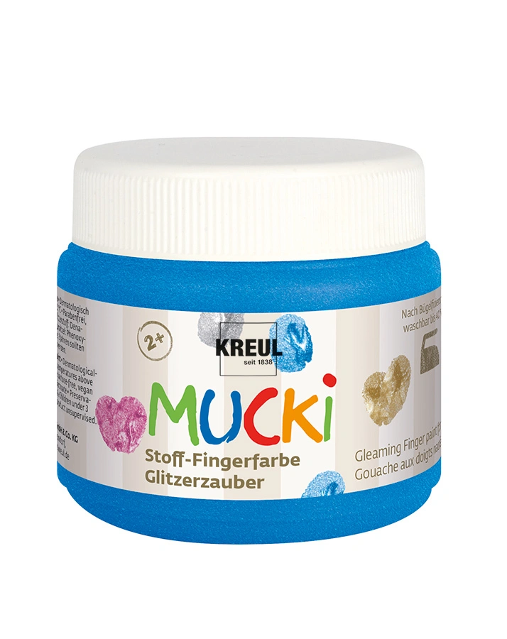 Stoff-Fingerfarbe MUCKI GLITZERZAUBER in blau 150 ml