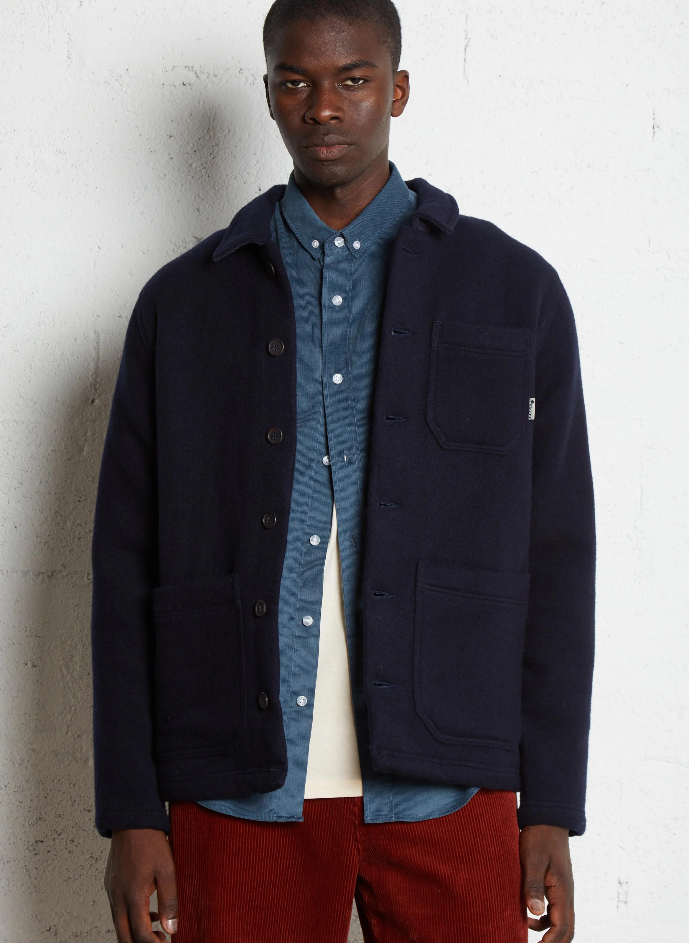 LORGE - Veste col classique en laine mélangée | Bleu