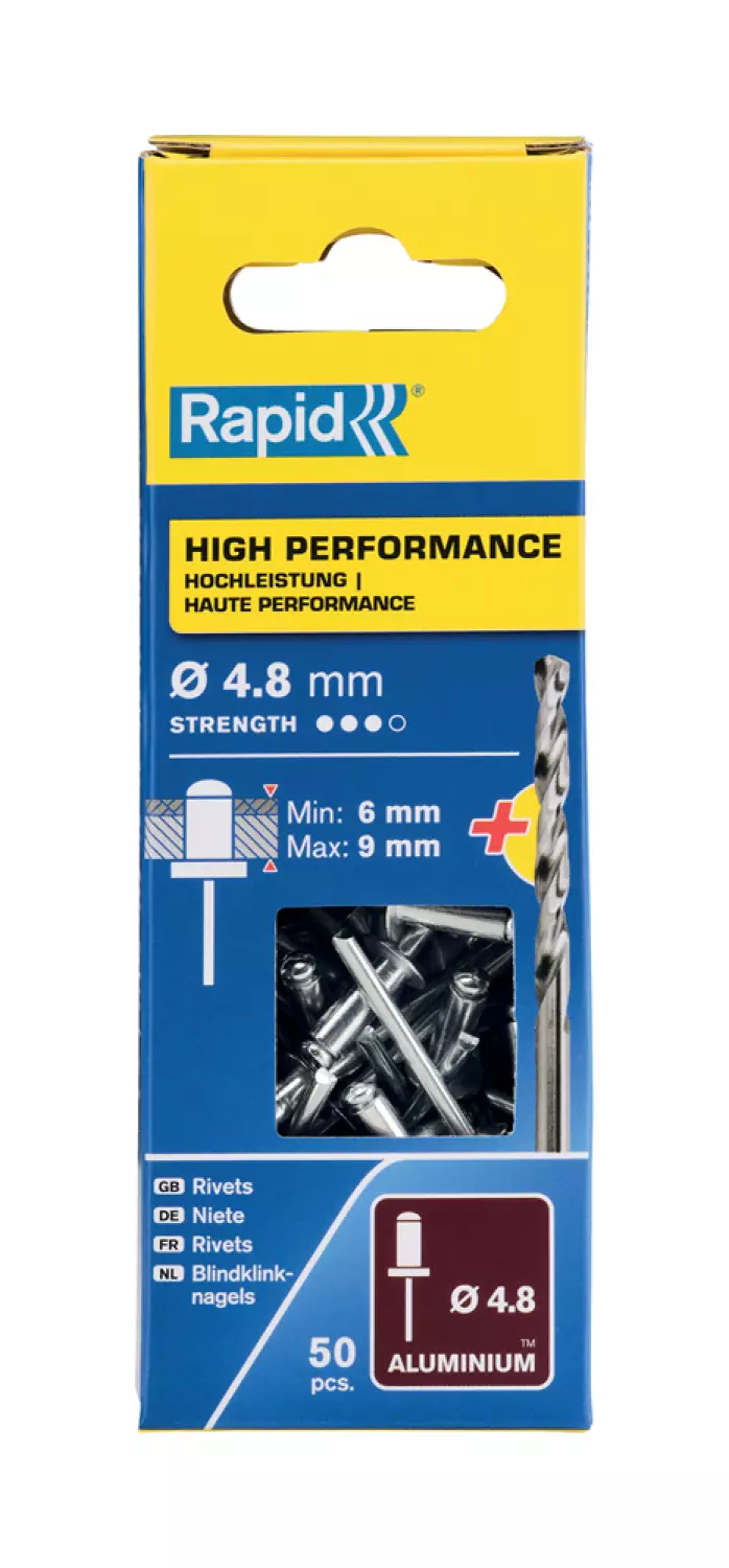Rapid 5000388 Blindklinknagels incl. boor - Aluminium - 4,8x12mm (50st)