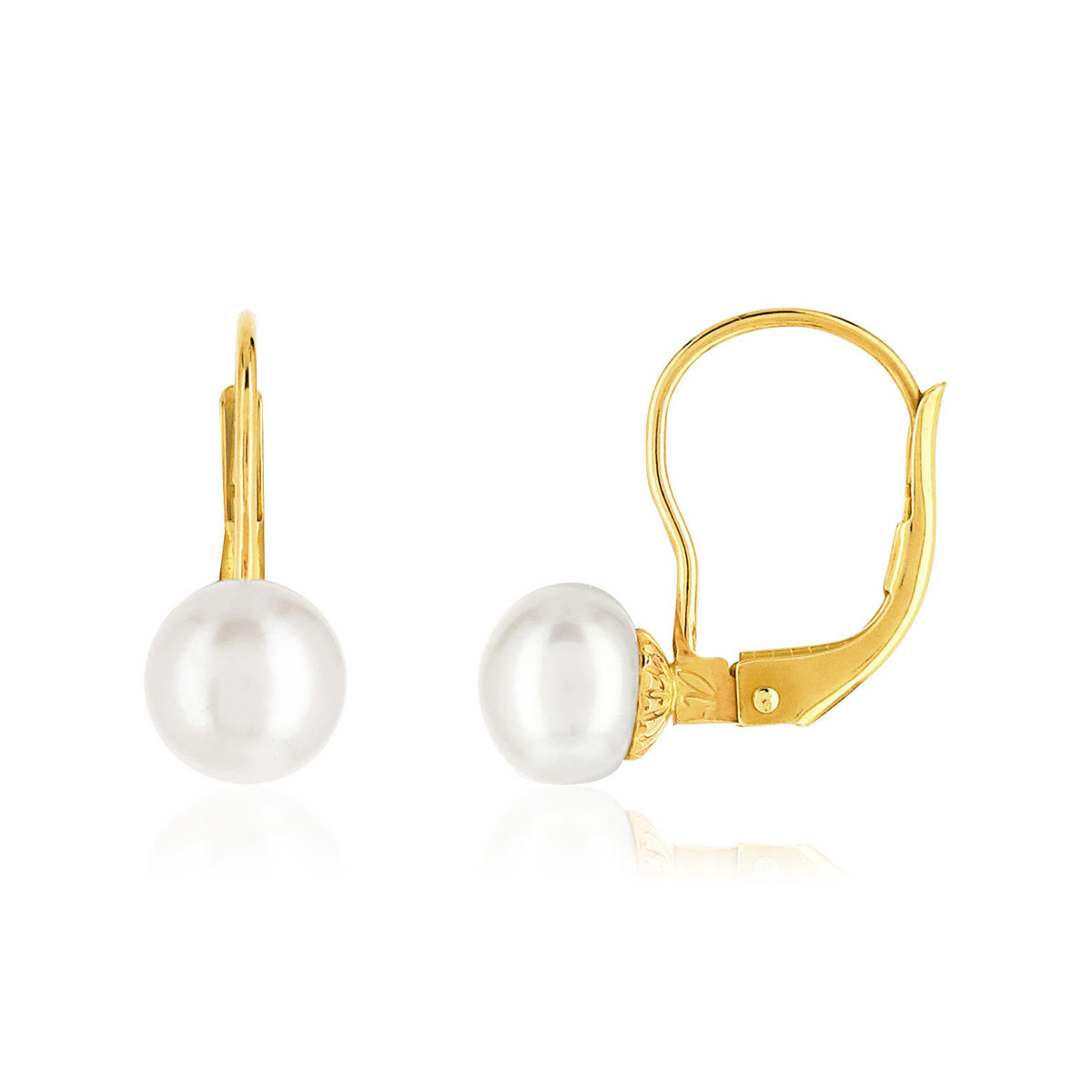 Boucles d'oreilles or jaune 375 dormeuses perles de culture de Chine