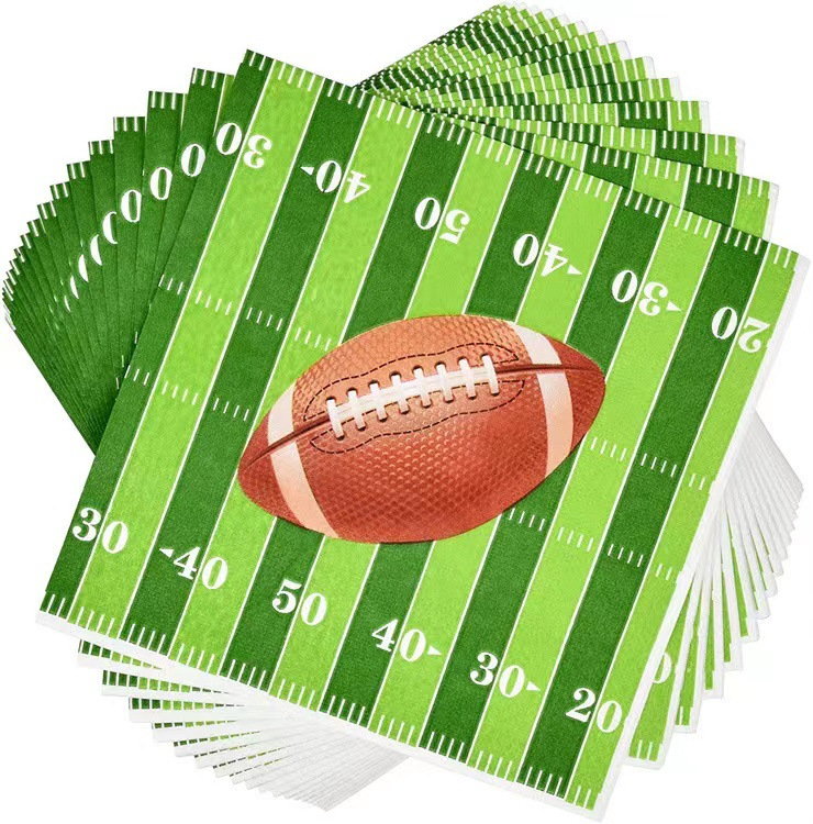 (96-tlg. Set) Einweg Geschirr Super Bowl Party Tisch Deko inkl. Teller / Servietten / Papp Becher - Football