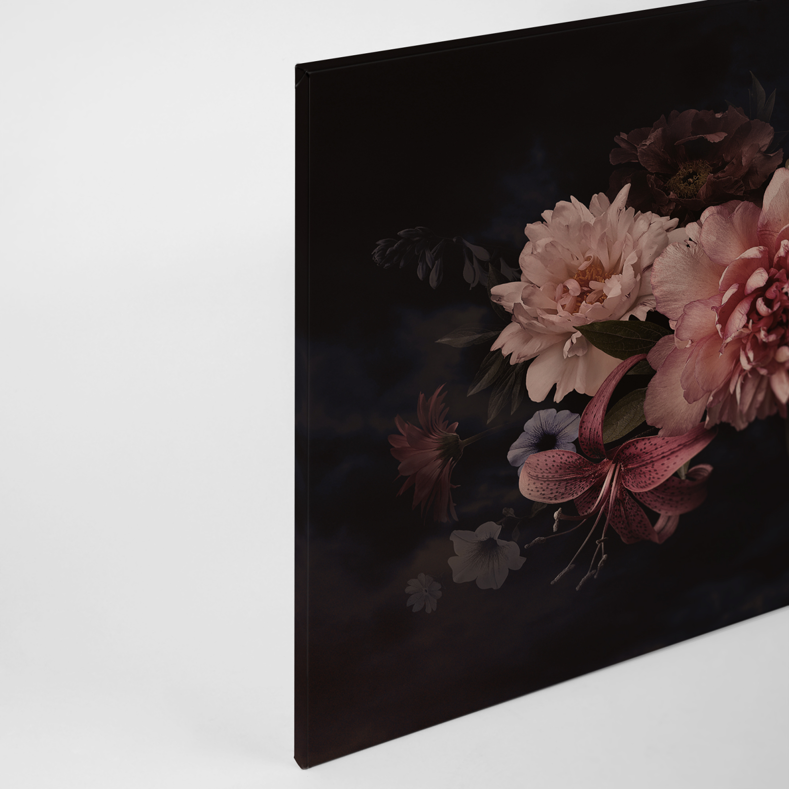 Leinwandbild BLUMEN - rosa-schwarz - 90x60 cm