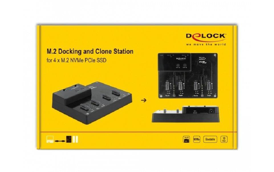 USB-C - 4x M.2 NVMe<br>Dockingstation für vier M.2-NVMe/PCIe-SSDs mit Klonfunktion