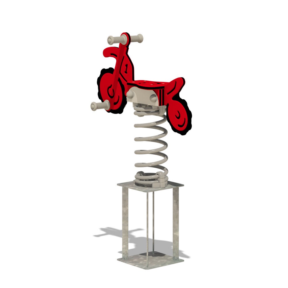 WICKEY Spring Rocker PRO Motorfiets Trickey – BETONANKER – Openbaar springdier volgens 1176 – voor openbare en particuliere ruimtes. Anti-vandalisme – rood