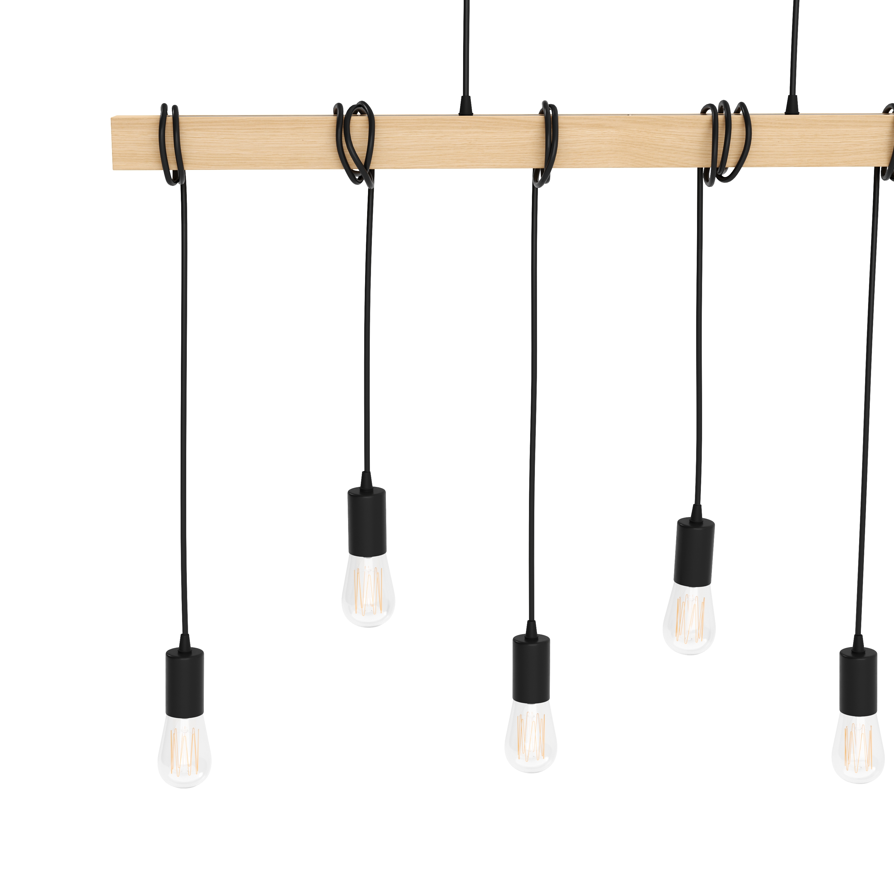 Hängelampe WOODY 6 Lampen schwarz/natur