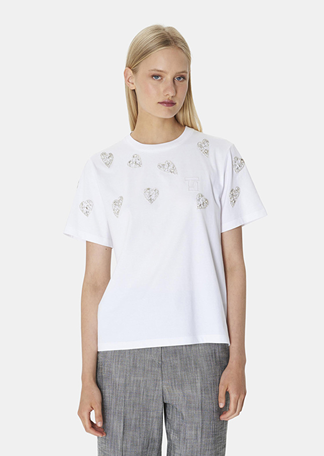 T-Shirt Taraloveblanc en jersey brodé