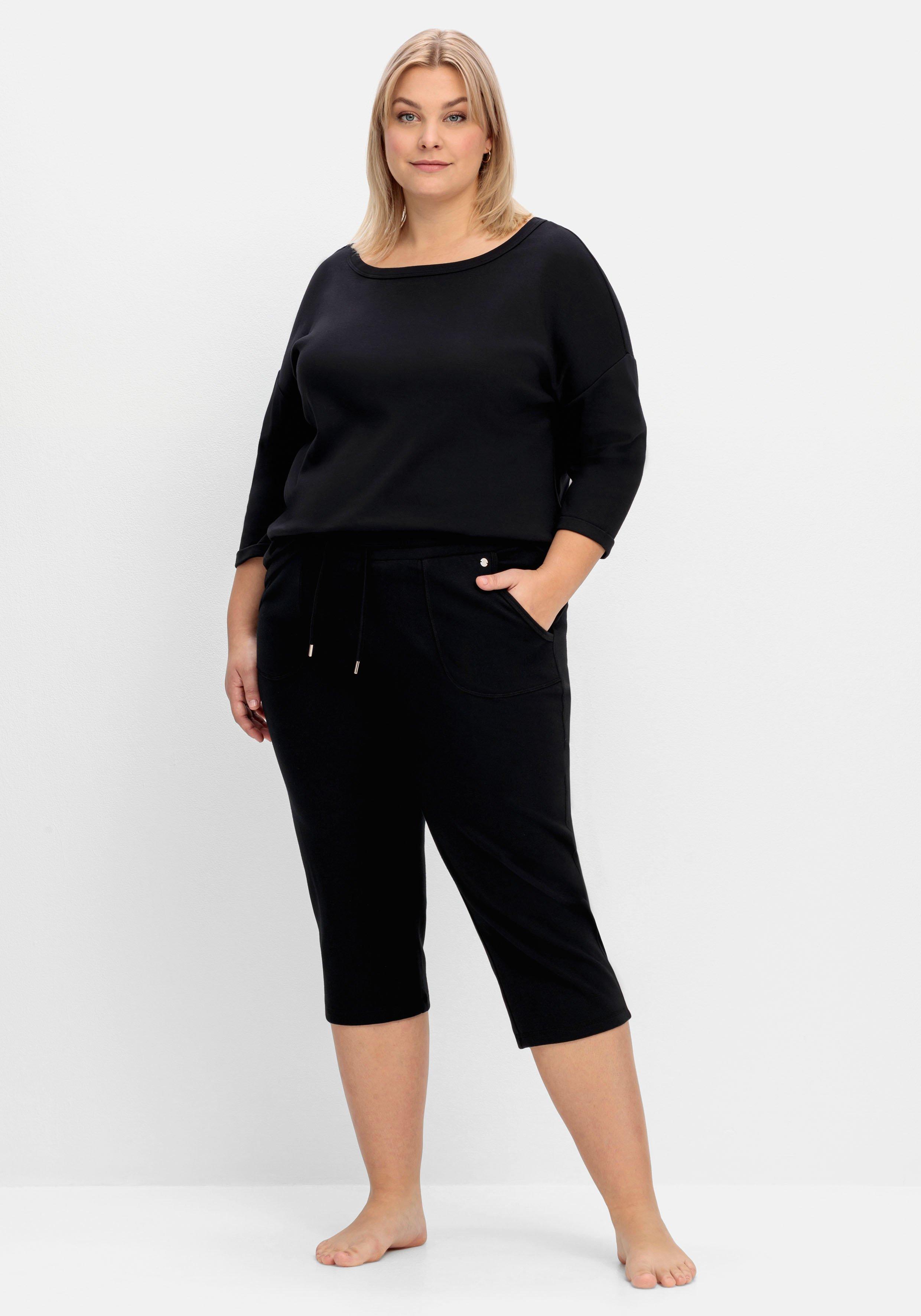 Gerade Relaxhose in Caprilänge, mit Bindeband