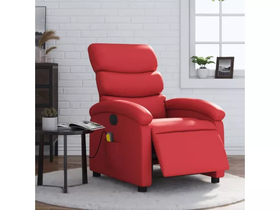 Fauteuil massant inclinable électrique rouge similicuir