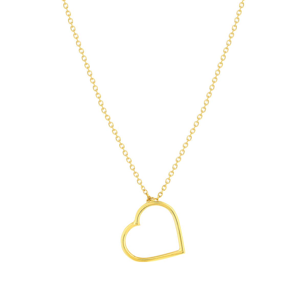 Collier or 375 jaune, motif coeur 45 cm