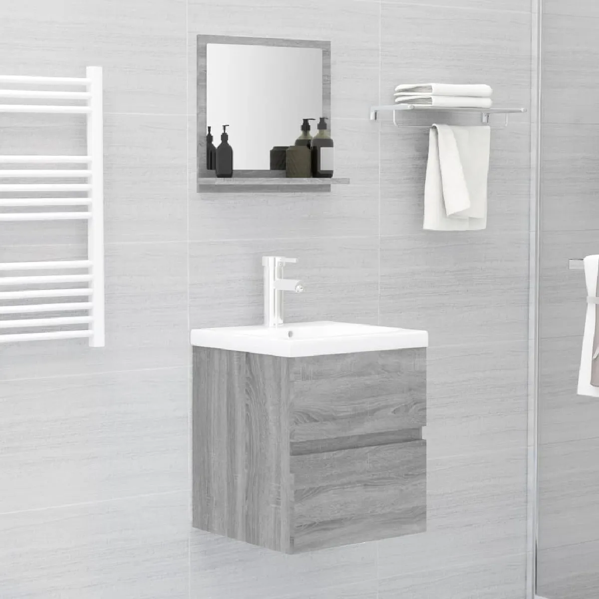vidaXL Miroir de Bain - Sonoma gris