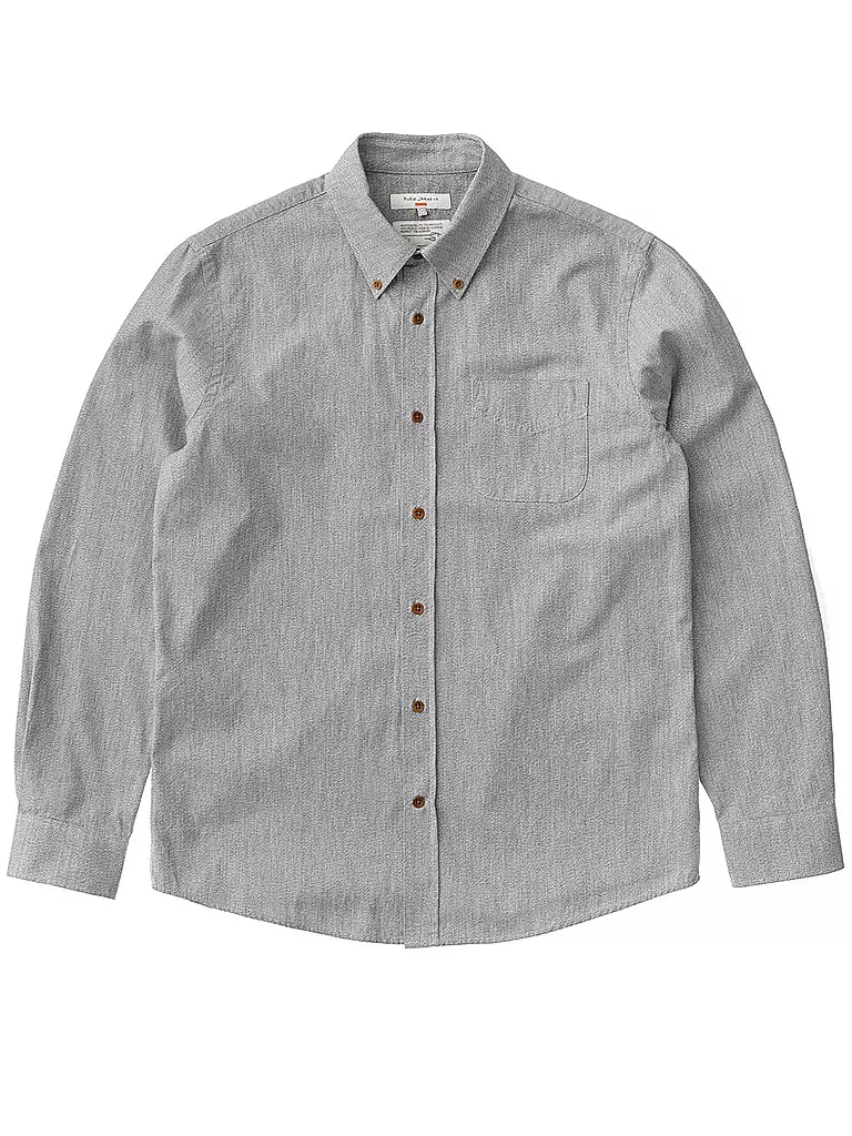 NUDIE JEANS Hemd Slim Fit JOHN grau