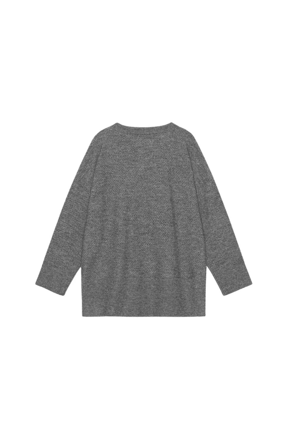 Moshi Moshi Mind  Baia o-neck striktrøje - Dark grey melange