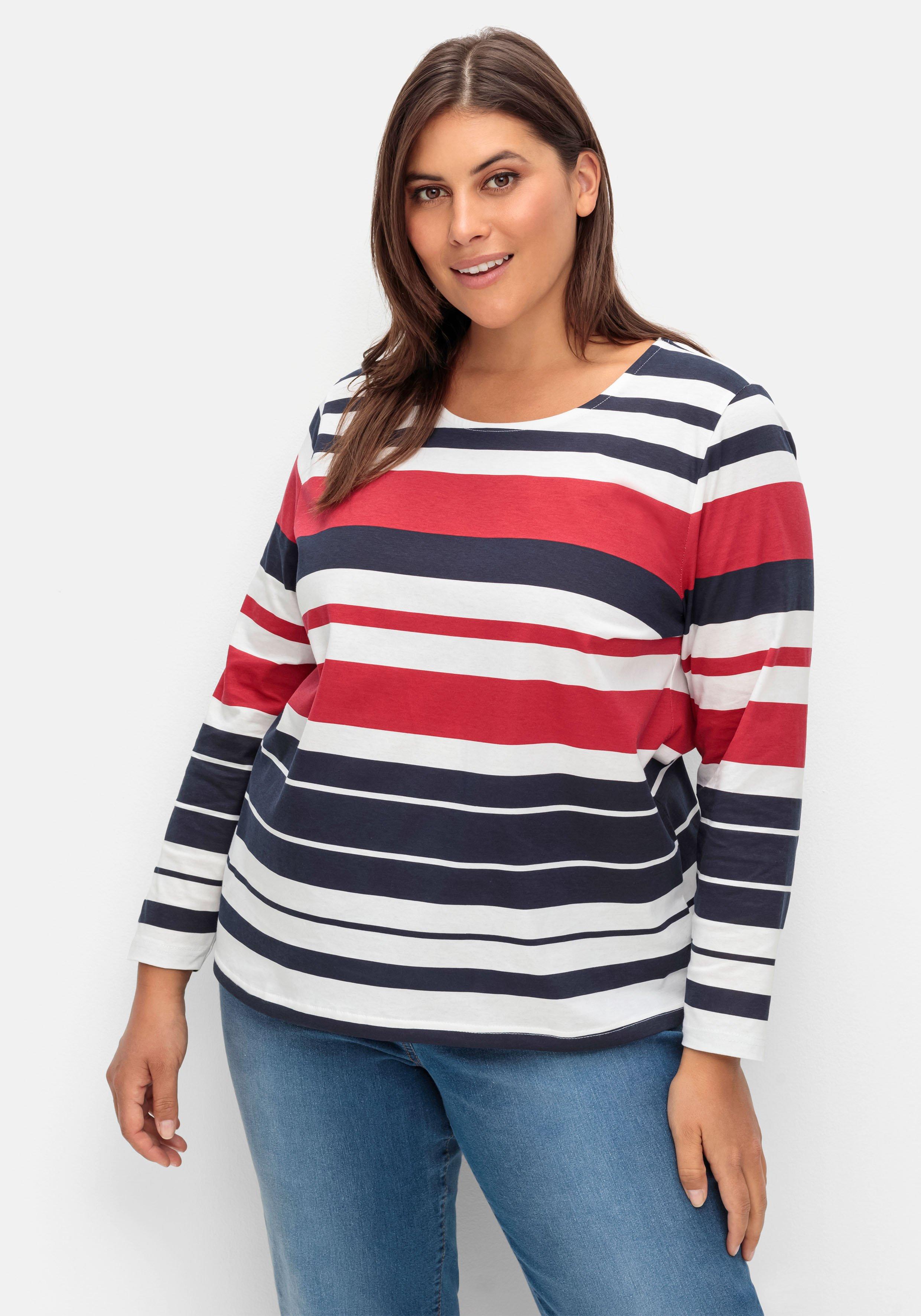 Langarmshirt aus Jersey, mit Blockstreifen