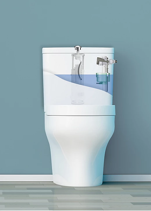 Chasse d'eau Siamp Optima 49 + robinet flotteur Siamp Quieto OD 3/8 - Bouton poussoir + étrier