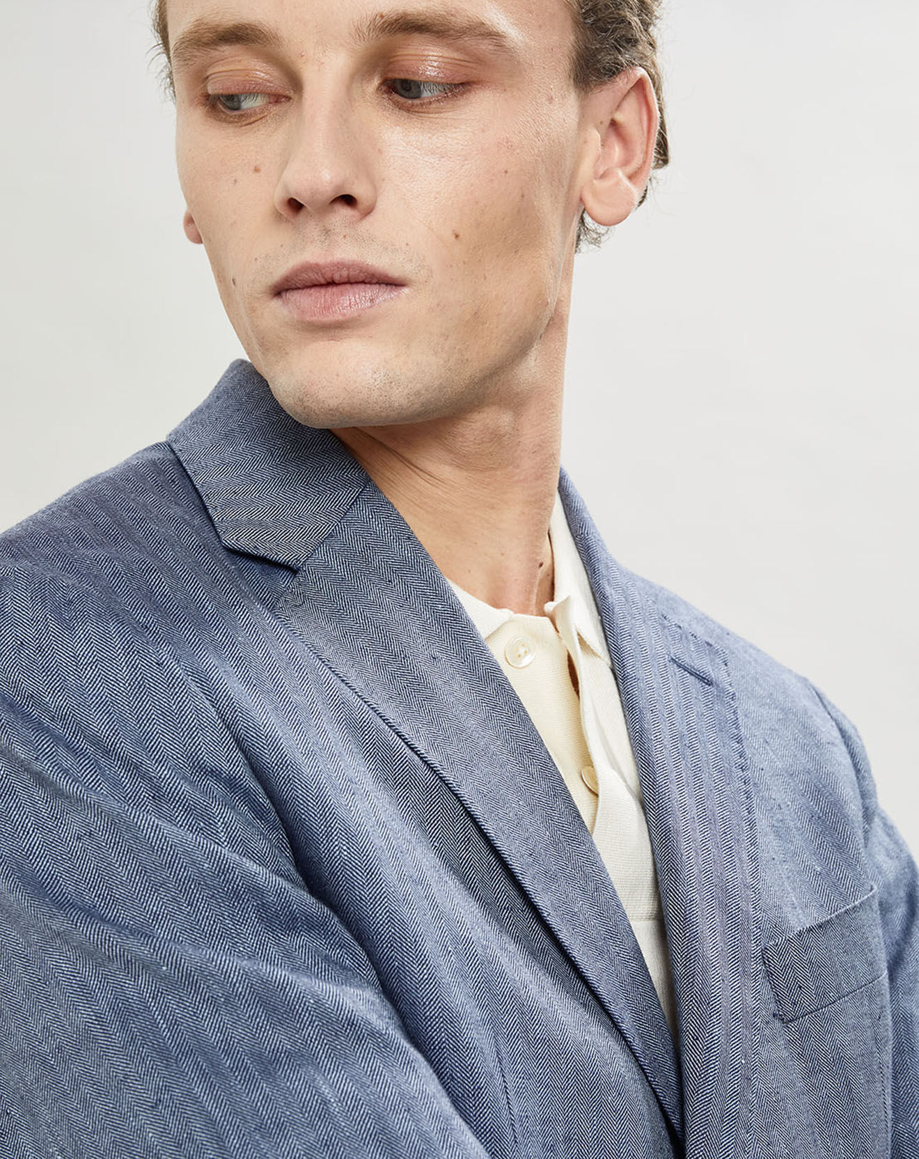 Hackett London Veste en Lin mélangé Armur imprimé chevon  bleue
