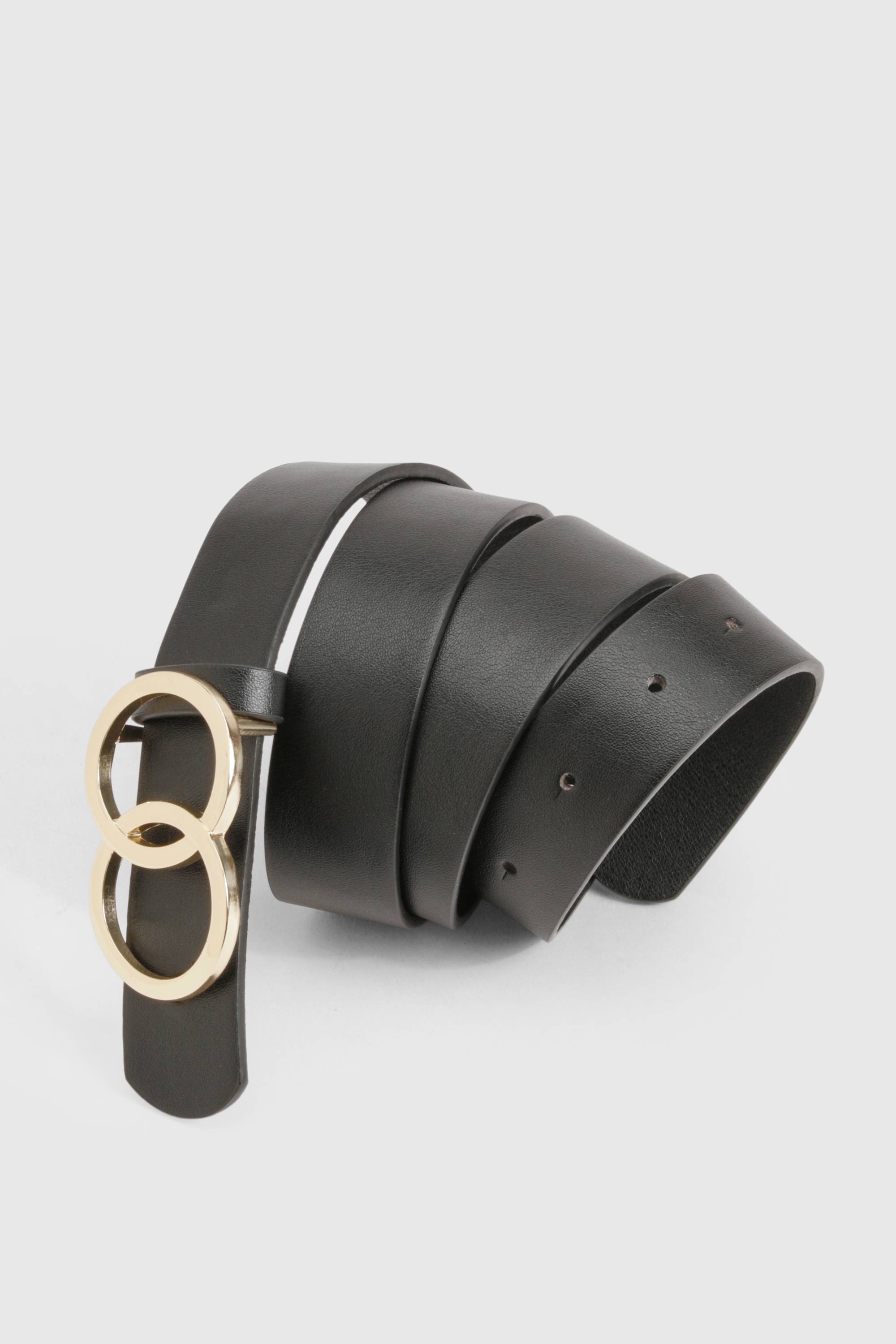 boohoo Ceinture boyfriend à double détail d'anneaux dorés