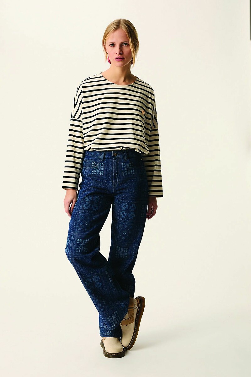 DES PETITS HAUTS<br>Camisa azul-marinho de manga comprida, FILLY