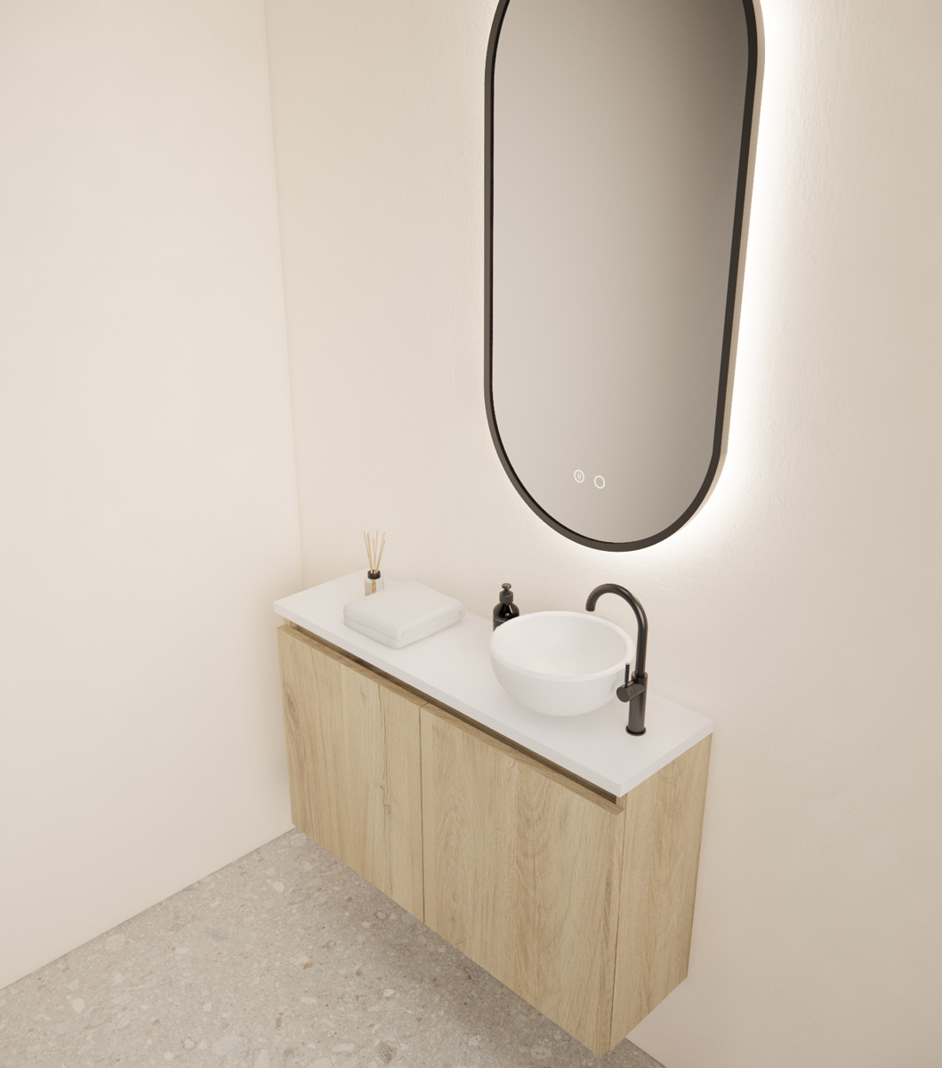 Gliss Design Echo toiletmeubel 80cm artisan eiken met toppaneel wit mat