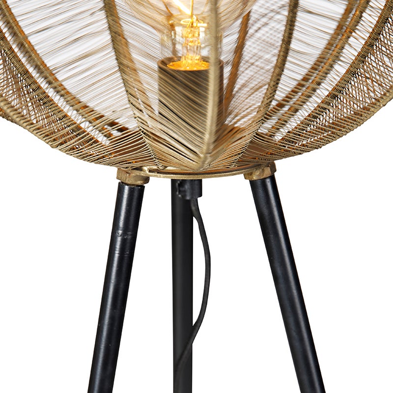 QAZQA - Industrieel | Vintage | Industrieel | Vintage | Staande lamp met driepoot, brons met zwart - Dong | Woonkamer | Slaapkamer - Rond staal - LED-compatibel E27