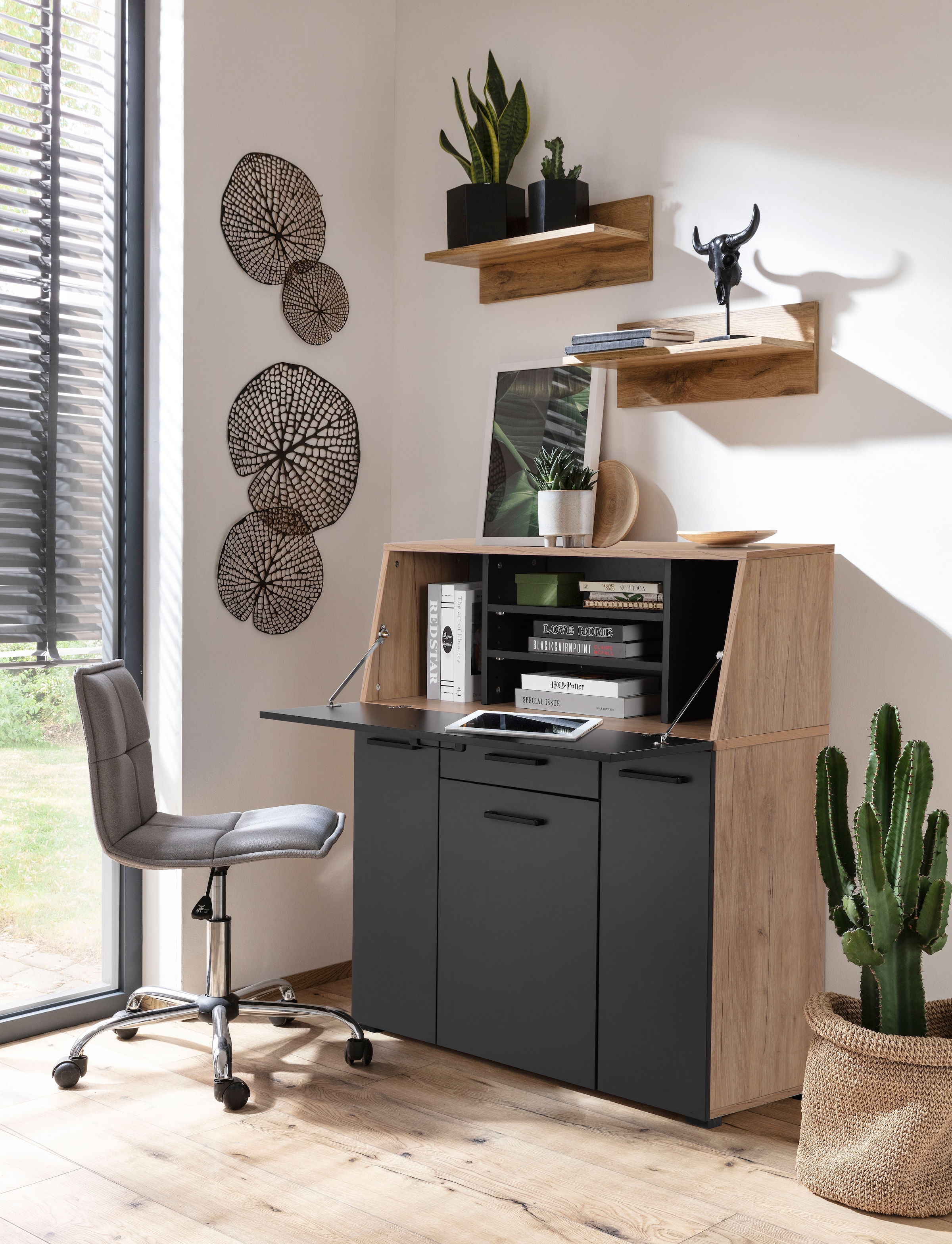 PLACES OF STYLE Sekretär »Moid, Home-Office-Schreibtisch,« viele Stauraummöglichkeiten, kompaktes & modernes Design, B. 88,5 cm