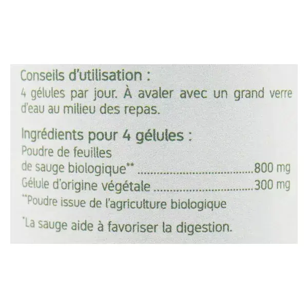 Cápsulas Vegetais de Sálvia Orgânica Nat & Form - 200 unidades