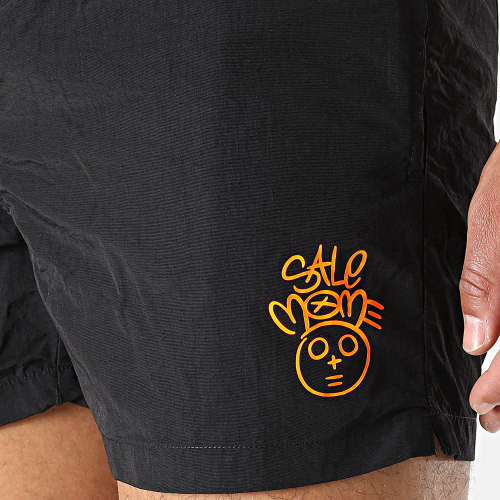 Short De Bain Toto Noir Orange Fluo