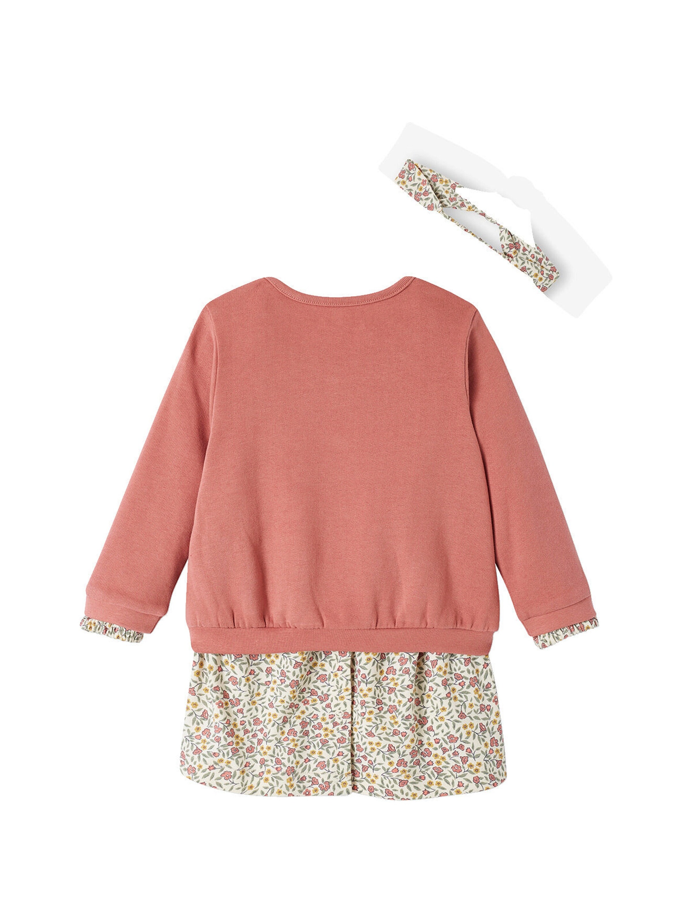 Vertbaudet Mädchen Baby-Set: Kleid, Strickjacke & Haarband altrosa