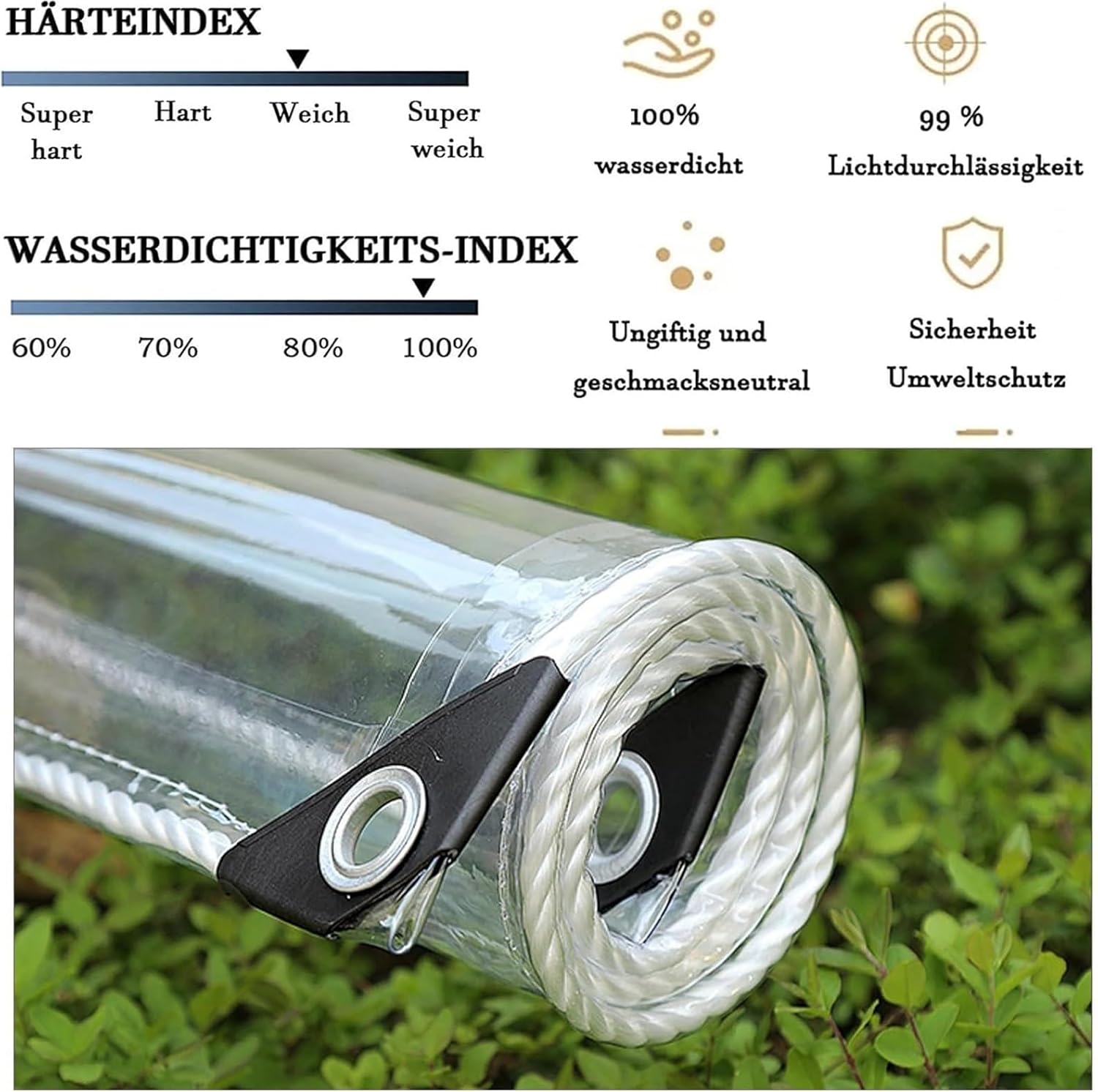 Transparente PVC Plane Seitenteil Mit Reissverschluss Tür, Mit Ösen, Outdoor Durchsichtige Plane Vorhänge,Pergola Terrasse Veranda Carport Pavillon wasserdichte Regenfest(H2.2xW3m/H7.2xW9.8ft)