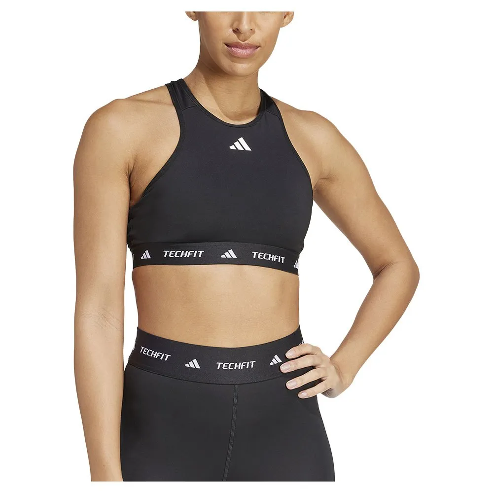 Sutiã esportivo adidas Techfit de gola alta, suporte médio