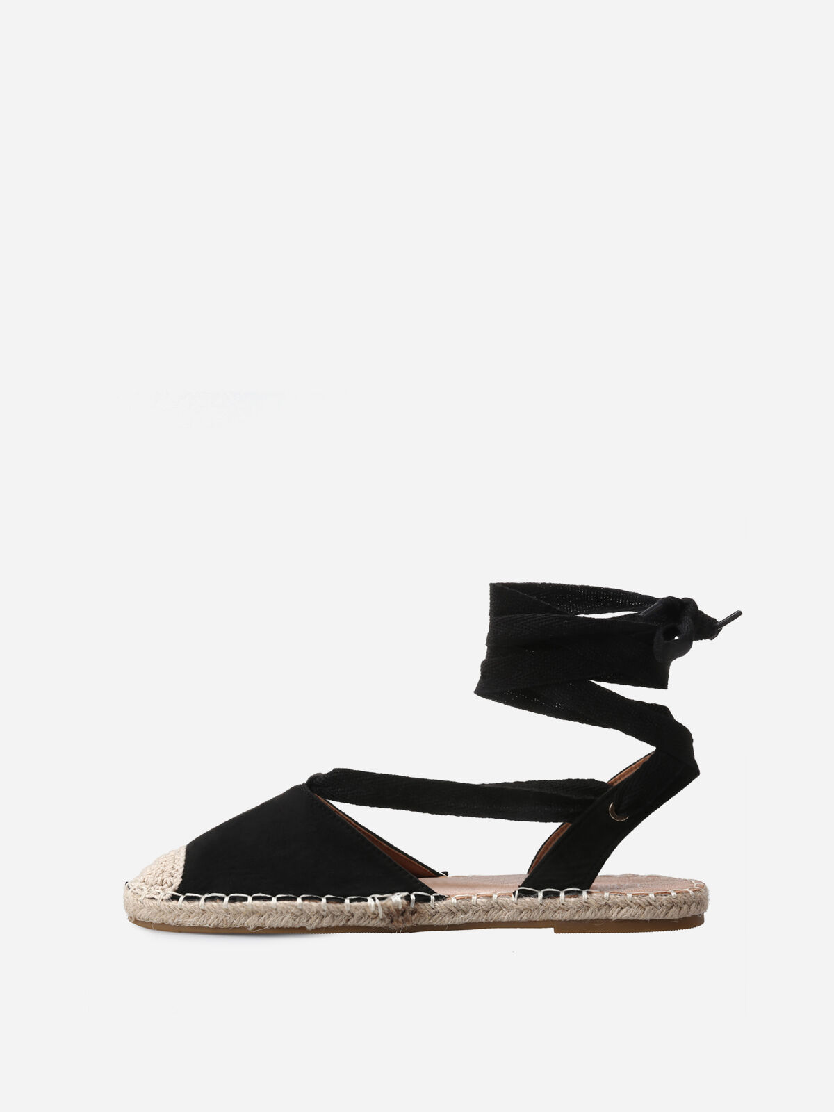 Espadrilles simili daim à lacets- Noir