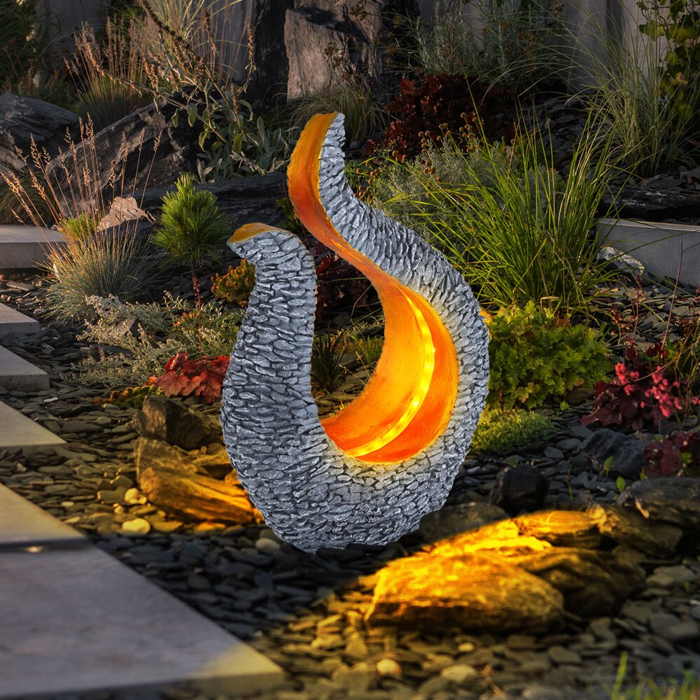 LED Solarleuchte, Skulptur, grau, gold