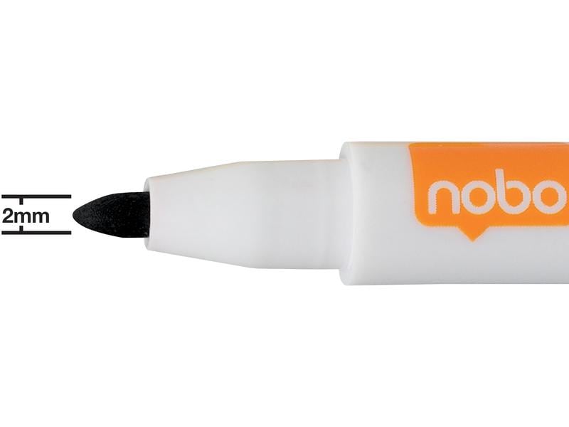 Nobo assortiert, magnethaftend 6 Stück Trocken abwischbare Mini-Marker mehrfarbig mit integriertem Radierer