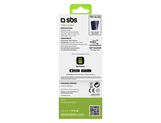SBS - Câble USB Câble USB 2.0 - Type-C bleu