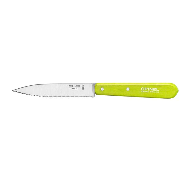 Couteau N°113 lame crantée inox 10 cm coloris pomme Opinel