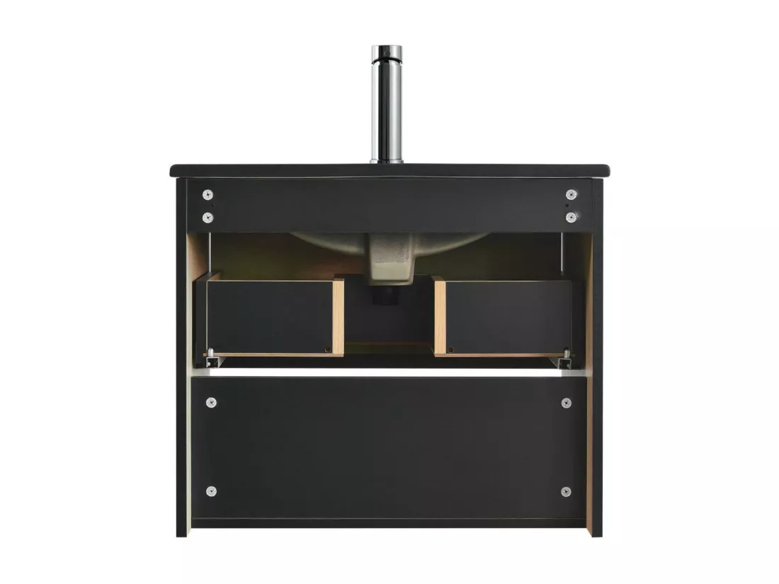 Meuble simple vasque noir 60cm + vasque