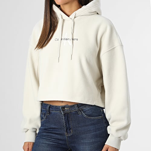 Sweat Capuche Polaire Crop Femme 9762 Beige