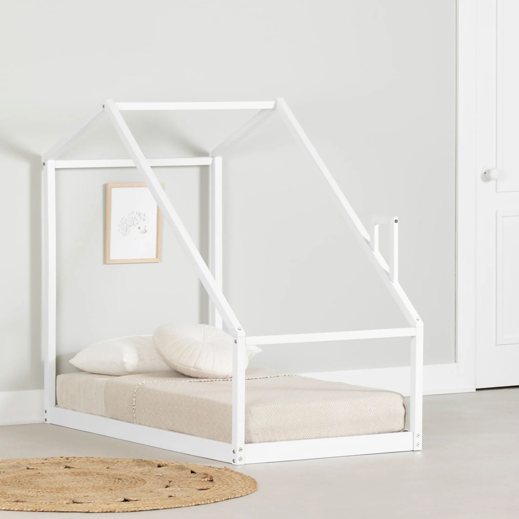 South Shore Lit Maison avec cheminée pour Bébé - Sweedi Blanc