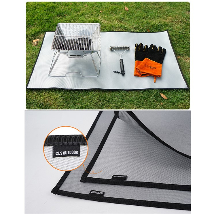 (106x60cm) Feuerfeste Camping Grill Unterlage Hitzeschutz Matte Wärme Isolations Pad - Grau