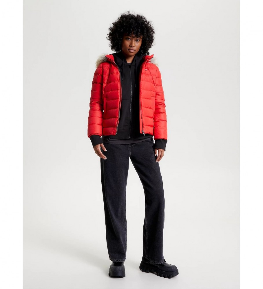 Jaqueta Tommy Jeans Essential Slim Fit com Capuz, Vermelha