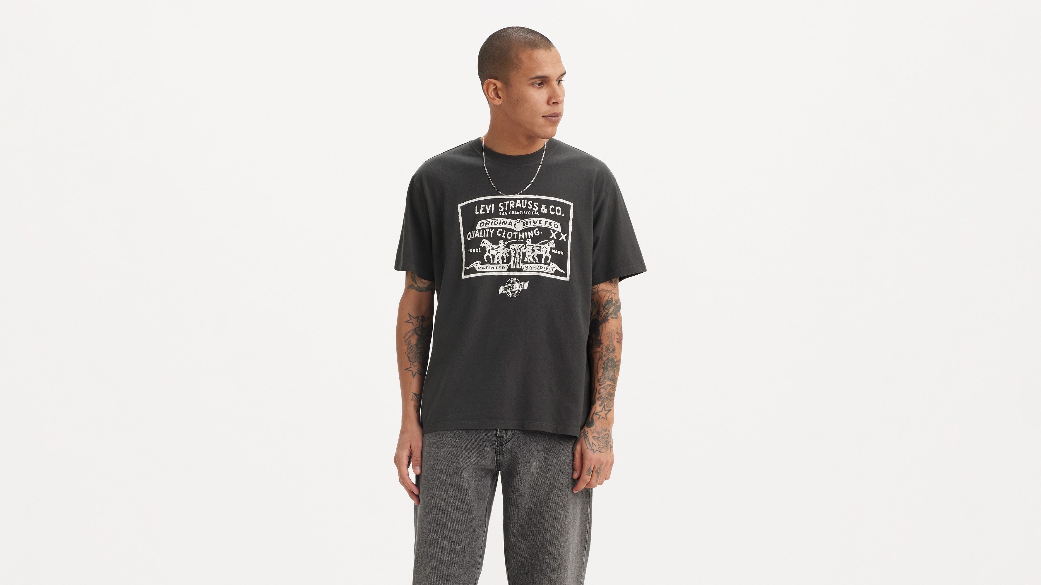T-shirt graphique Vintage - 2 Horse Pull Pirate Black - Noir