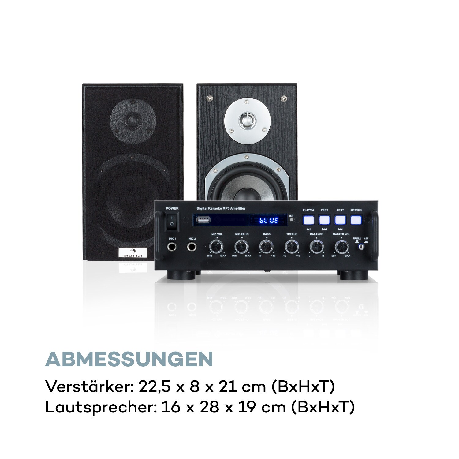 Karaoke Star 3 Karaoke-Set 2x75 Wmax. BT USB-Port Line-In 2 x Mikro Schwarz