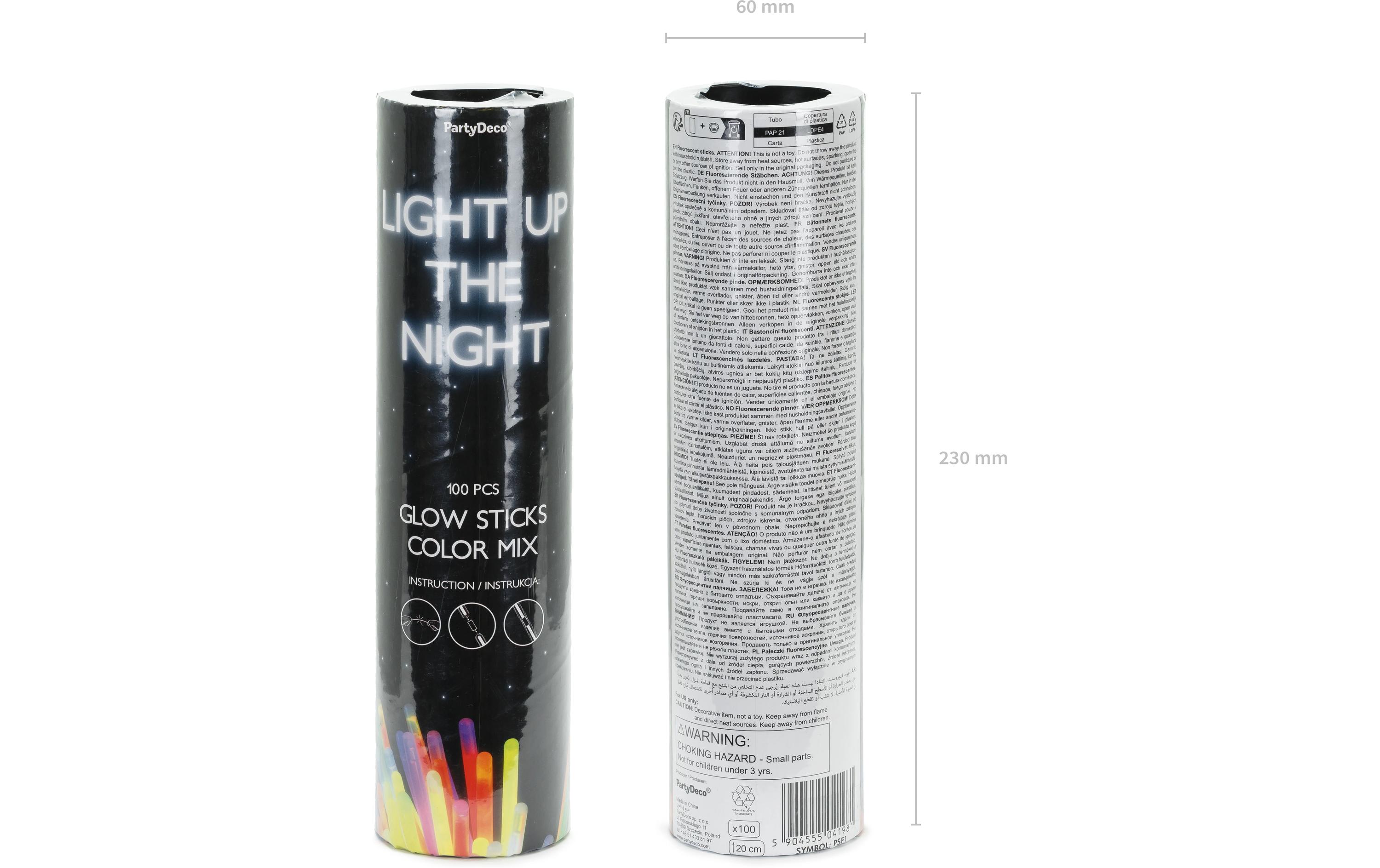 Knicklichter + Verbinder farbig, 100 Stk.Leuchtstäbe mit Anschlüssen