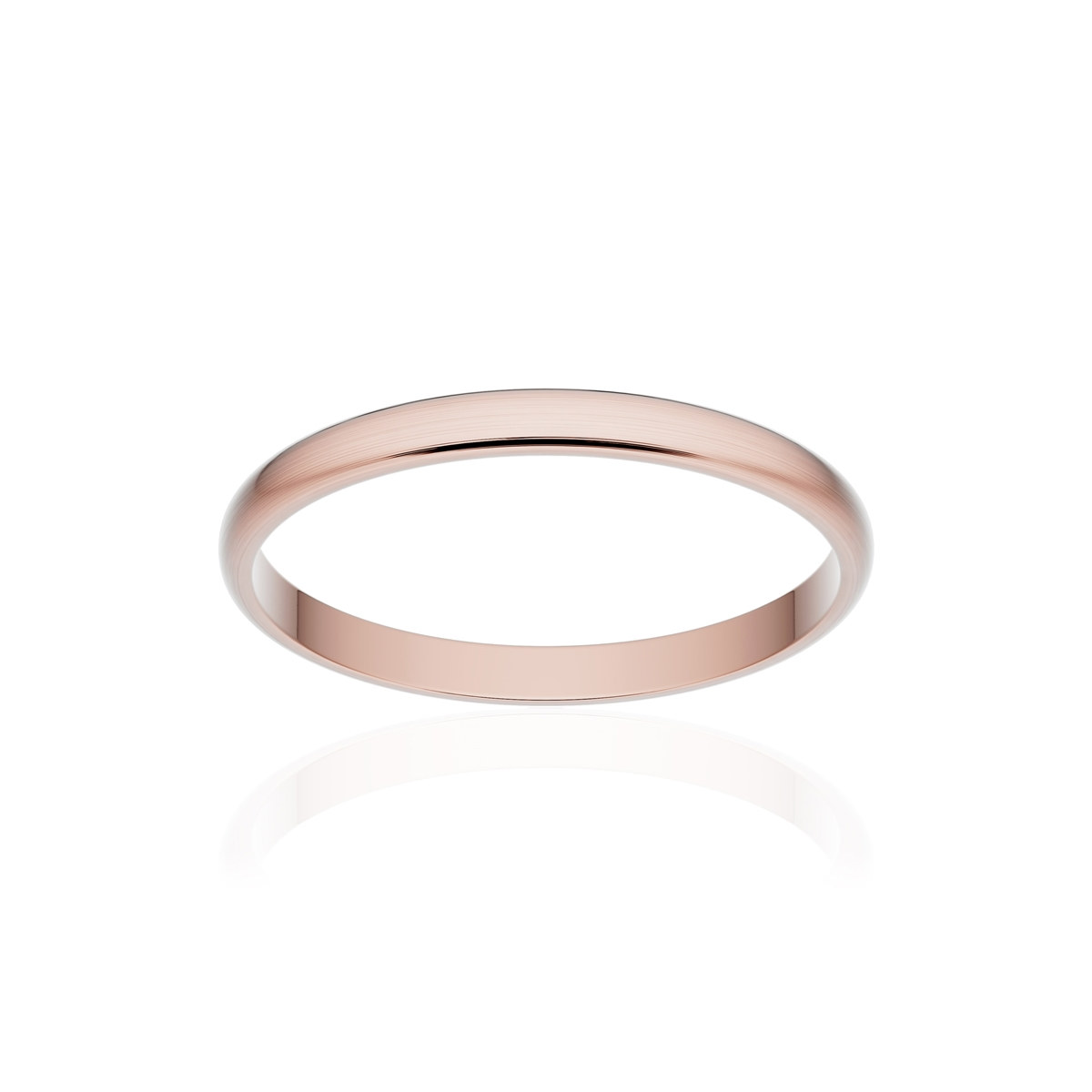 Alliance or 750 rose brossé demi-jonc 2mm